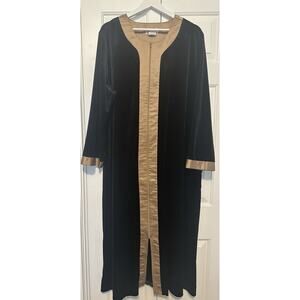 VTG Anthony Richards Gold Black 2X Robe House Coat Velvet Satin S1005